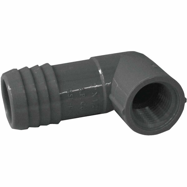 Boshart 1 In. x 1/2 In. FIP 90 Deg. Reducing Polypropylene Insert Elbow 1/4 Bend UPVCFRE-1005